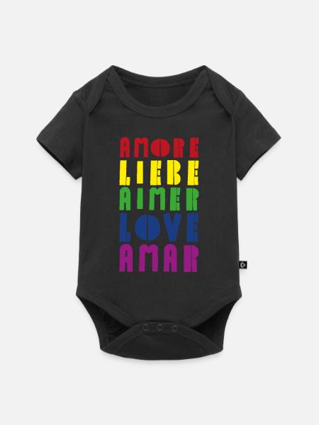 Love Rainbow Diverse Languages - Baby Premium short-sleeve bodysuit - black