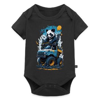 Panda - Baby Premium Kurzarmbody - Schwarz - Vorne