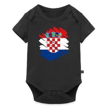 Croatia Flag Adriatic Sea Zagreb Croatian Flag - Baby Premium short-sleeve bodysuit - black - Front