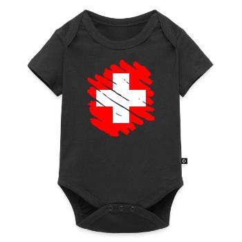 Drapeau de la Suisse Vintage Cross Used Look Suisse - Body à manches courtes Premium Bébé - noir - Devant