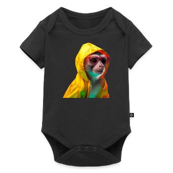 Squirrel Monkey with Sunglasses Colorful Cool Monkeys - Baby Premium short-sleeve bodysuit - black - Front
