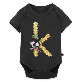 Letter k gold floral - Baby Premium short-sleeve bodysuit - black - Front
