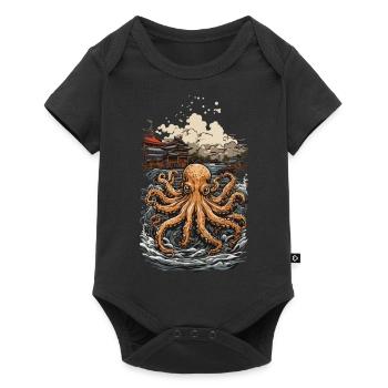 Ukiyo-E Style Octopus Retro Kraken Art Design - Baby Premium short-sleeve bodysuit - black - Front