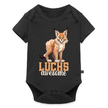 Luchsliebhaber Luchs Outfit Luchsfan Wildkatze - Baby Premium Kurzarmbody - Schwarz - Vorne