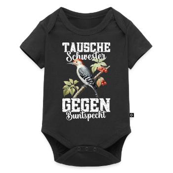 Specht Vogelfreund Ornithologe Buntspechtliebhaber - Baby Premium Kurzarmbody - Schwarz - Vorne