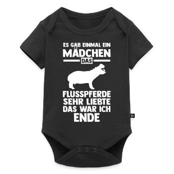 Nilpferd Flusspferd - Baby Premium Kurzarmbody - Schwarz - Vorne