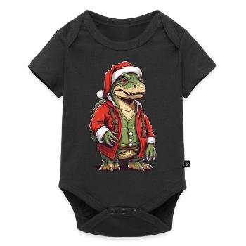 Christmas T-Rex Santa Claus Fun - Baby Premium short-sleeve bodysuit - black - Front