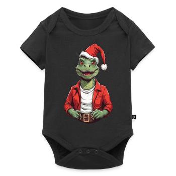 Conception de Noël festif T-Rex père Noël - Body à manches courtes Premium Bébé - noir - Devant