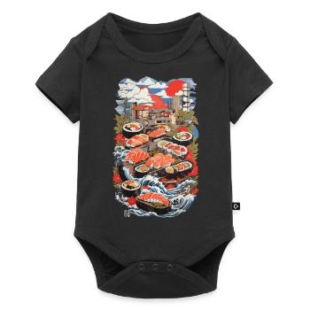 Japan Sushi Ukiyo-E Retro Food Kunst Design - Baby Premium Kurzarmbody - Schwarz - Vorne