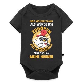 Huhn Hühnerstall Bauernhof Bauer Landwirt Hühner - Baby Premium Kurzarmbody - Schwarz - Vorne