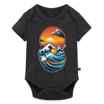 vague - été - vacances - Body à manches courtes Premium Bébé - noir - Devant