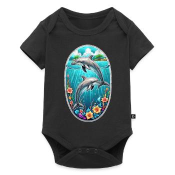 dauphin et ocean - Body à manches courtes Premium Bébé - noir - Devant