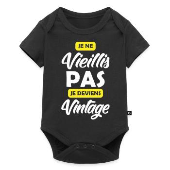 Je ne vieillis / je suis vintage - Body à manches courtes Premium Bébé - noir - Devant