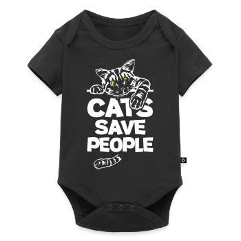 Cats Save People - Baby Premium short-sleeve bodysuit - black - Front