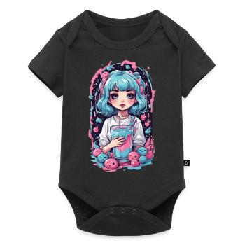 Anime Girl Kawaii gothique Milkshake Pastel Design - Body à manches courtes Premium Bébé - noir - Devant