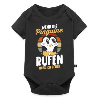 Pinguin - Baby Premium Kurzarmbody - Schwarz - Vorne