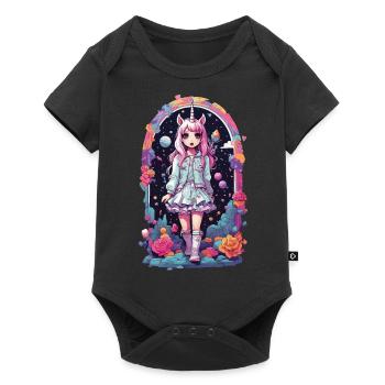 Gothic Kawaii Chibi Unicorn Anime eGirl Style - Baby Premium short-sleeve bodysuit - black - Front