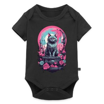 Gothic Pastel Cat with Moon and Roses - Baby Premium short-sleeve bodysuit - black - Front