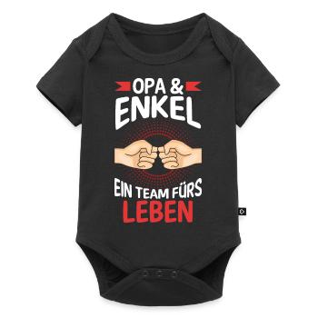 Großvater Opa und Enkel - Baby Premium Kurzarmbody - Schwarz - Vorne