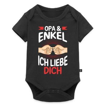 Großvater Opa und Enkel - Baby Premium Kurzarmbody - Schwarz - Vorne