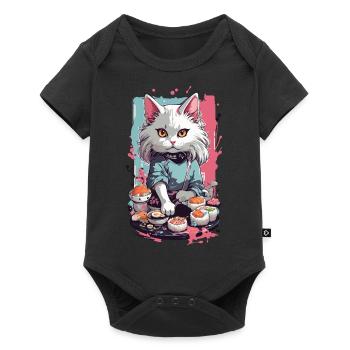 Chat Sushi Master Pastel Lover Design - Body à manches courtes Premium Bébé - noir - Devant