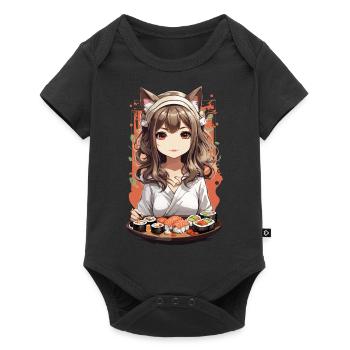 Kawaii Anime Chats Fille Sushi Design - Body à manches courtes Premium Bébé - noir - Devant