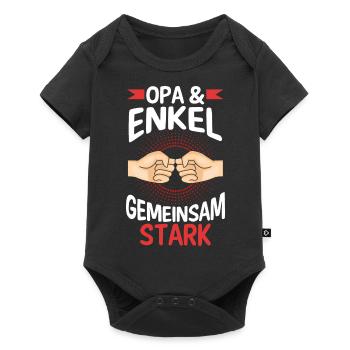 Großvater Opa und Enkel - Baby Premium Kurzarmbody - Schwarz - Vorne