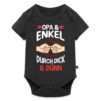 Großvater Opa und Enkel - Baby Premium Kurzarmbody - Schwarz - Vorne