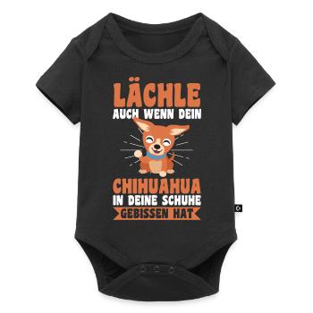 Hund Chihuahua - Baby Premium Kurzarmbody - Schwarz - Vorne