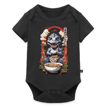 Dino Ramen Kawaii Ukiyo-e Manga Anime Design - Baby Premium Kurzarmbody - Schwarz - Vorne