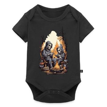 Squelettes de feu de camp d’horreur d’Halloween pour enfants - Body à manches courtes Premium Bébé - noir - Devant