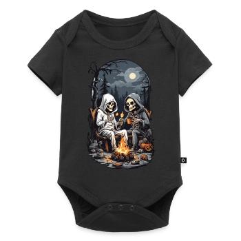 Halloween Camping Skeleton Campfire Design - Baby Premium short-sleeve bodysuit - black - Front