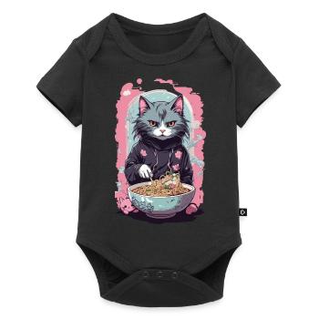 Anime Ramen Chat Japonais Soupe De Nouilles Art - Body à manches courtes Premium Bébé - noir - Devant