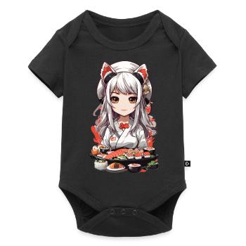 Kawaii Anime Sushi Master with Cat Ears - Baby Premium short-sleeve bodysuit - black - Front