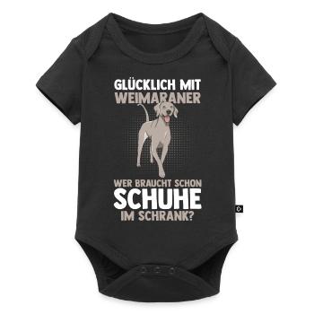 Hund Weimaraner - Baby Premium Kurzarmbody - Schwarz - Vorne