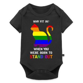LGBT Rainbow Flag Pride Born to Stand Out Cat - Baby Premium short-sleeve bodysuit - black - Front