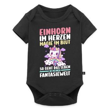 Licorne arc-en-ciel magique - Body à manches courtes Premium Bébé - noir - Devant