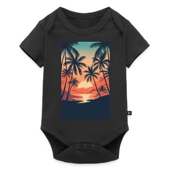 beach palmier mer - Body à manches courtes Premium Bébé - noir - Devant