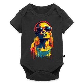 Belle femme peinture art visage femme colorée - Body à manches courtes Premium Bébé - noir - Devant