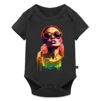 Beautiful female paint art Face colorful woman - Baby Premium short-sleeve bodysuit - black - Front