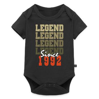 Cadeau 32e Anniversaire Vintage Né un mois de 1992 - Body à manches courtes Premium Bébé - noir - Devant