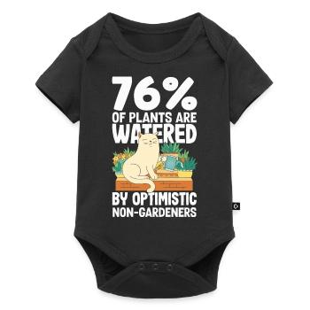 Chat optimiste et plantes Passionné de jardinier drôle - Body à manches courtes Premium Bébé - noir - Devant