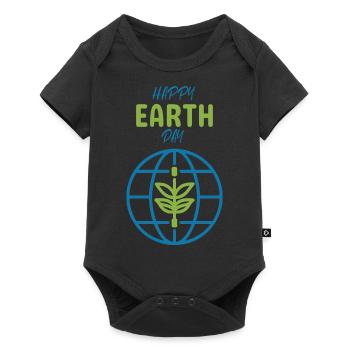 Happy Earth Day Graphic Plant Globe Nature - Baby Premium short-sleeve bodysuit - black - Front