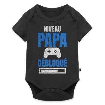 niveau papa débloqué cadeau naissance - Body à manches courtes Premium Bébé - noir - Devant