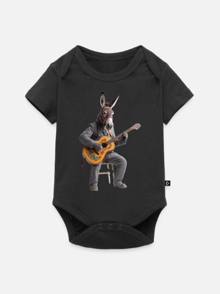 Graue Esel-Gitarre - Baby Premium Kurzarmbody - Schwarz