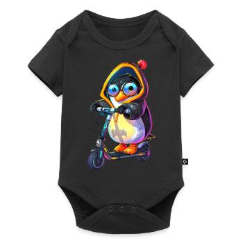 Penguin Scooter - Baby Premium short-sleeve bodysuit - black - Front