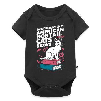 Katze American Bobtail Geschenk - Baby Premium Kurzarmbody - Schwarz - Vorne
