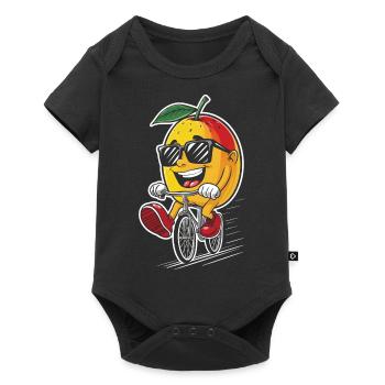 Mango Radfahren auf Fahrrad-Geschenk - Baby Premium Kurzarmbody - Schwarz - Vorne