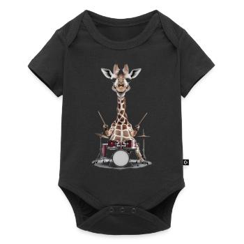 Giraffe Schlagzeug - Baby Premium Kurzarmbody - Schwarz - Vorne