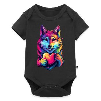 Wolf - Baby Premium short-sleeve bodysuit - black - Front